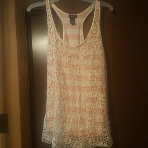 Rue 21 lace overlay striped racer back tank